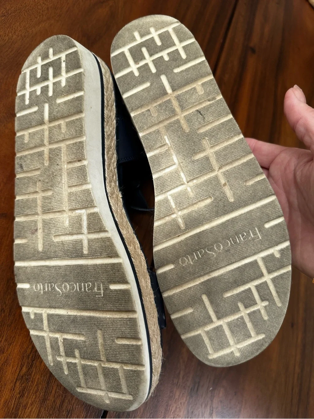 Franco Sarto Navy Platform Espadrille Sandals with Ankle Strap